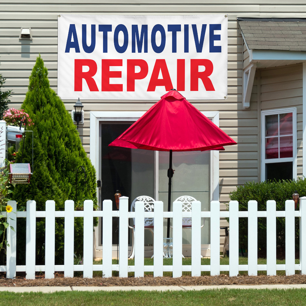Vinyl Banner Multiple Sizes Automotive Repair Blue Red Auto Car Repair Shop