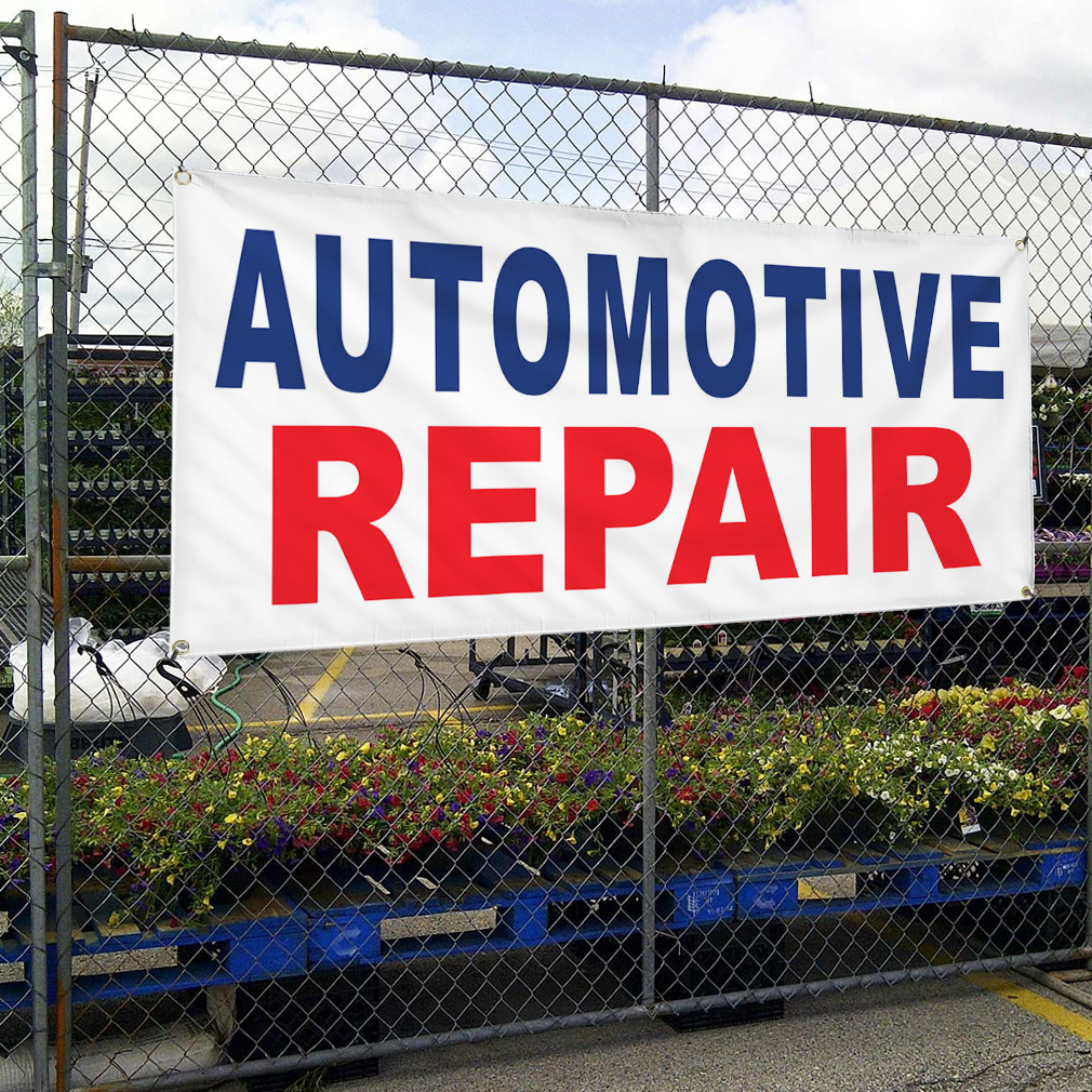 Vinyl Banner Multiple Sizes Automotive Repair Blue Red Auto Car Repair Shop