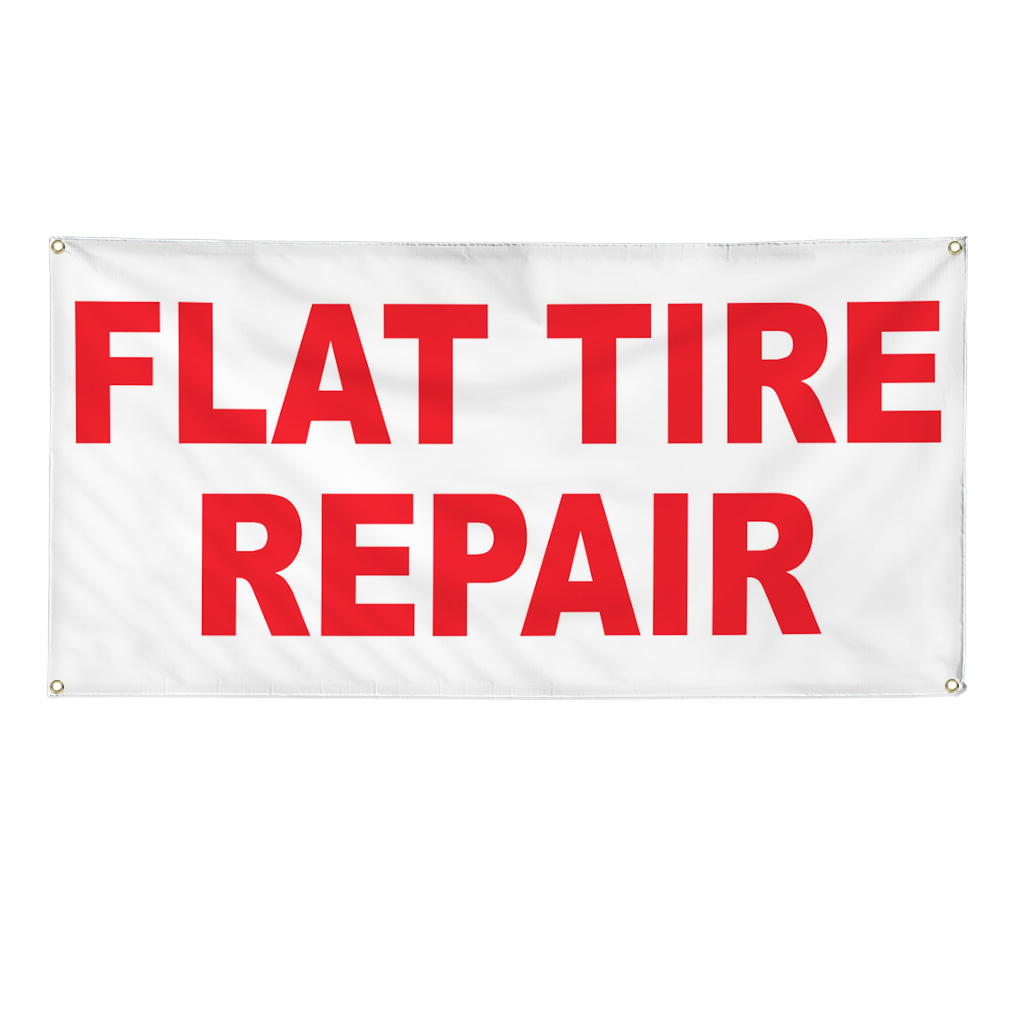 Vinyl Banner Multiple Sizes Flat Tire Repair Red Auto Car Repair Shop Automotive