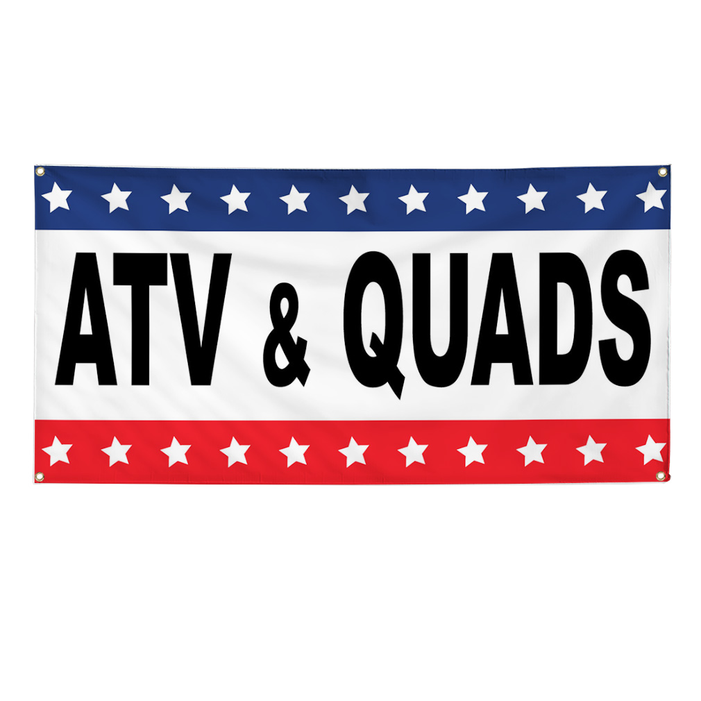 Vinyl Banner Multiple Sizes Atv & Quards Black Red Blue Auto Car Repair Shop