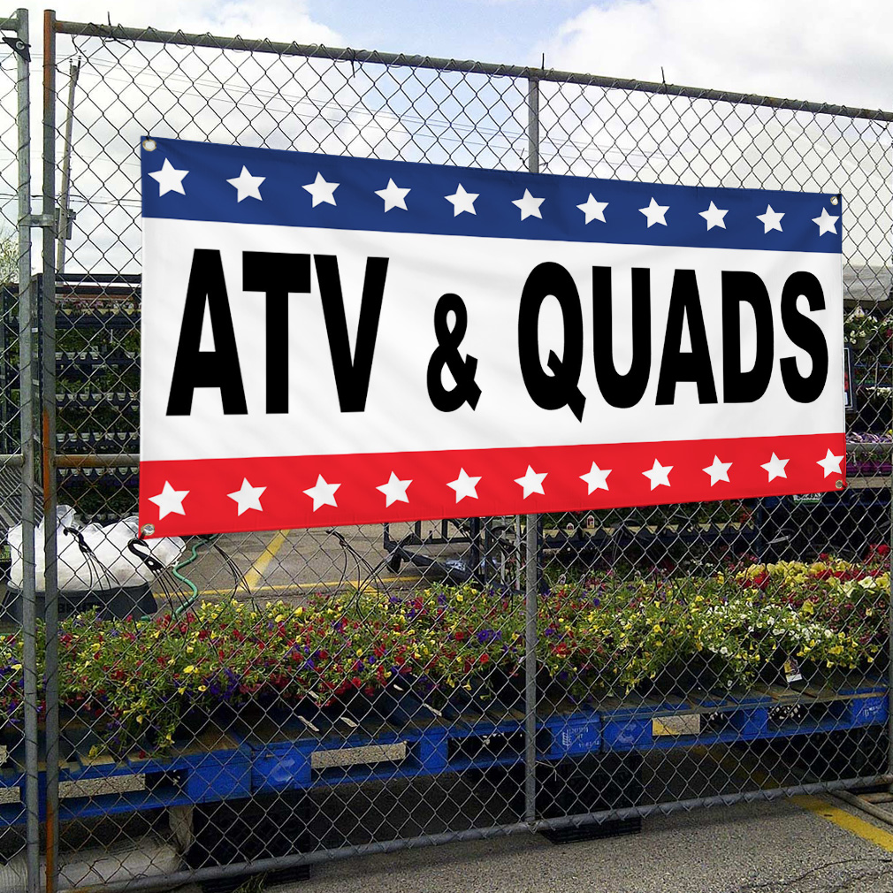Vinyl Banner Multiple Sizes Atv & Quards Black Red Blue Auto Car Repair Shop