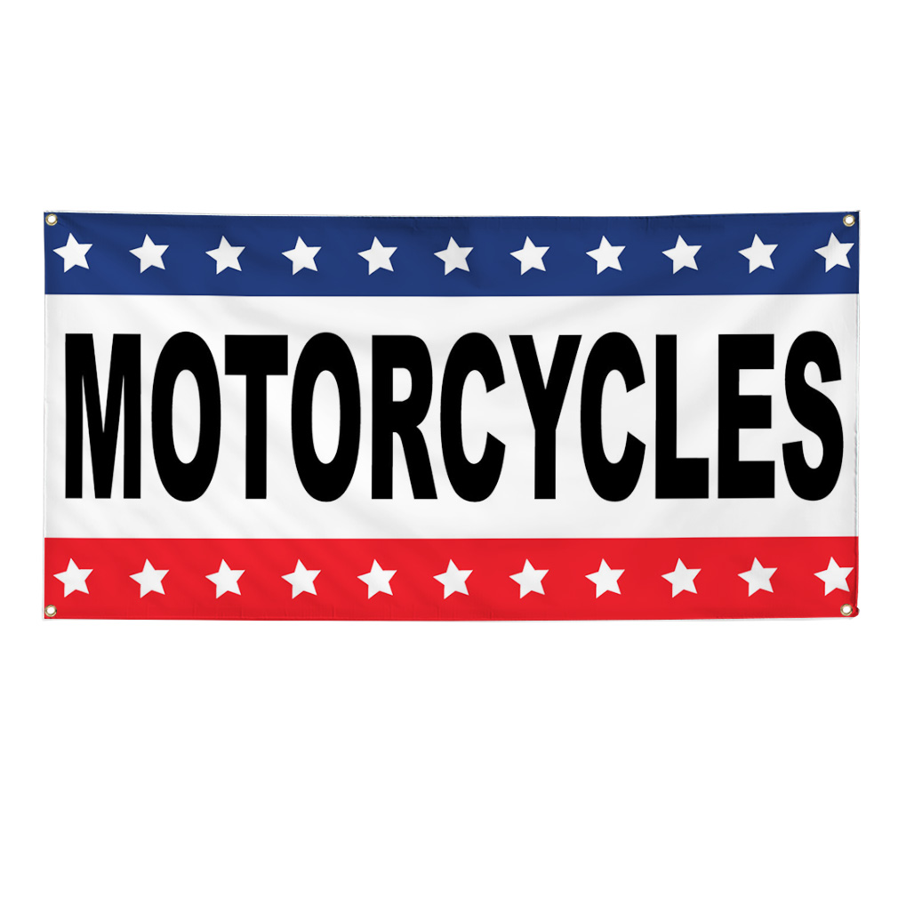 Vinyl Banner Multiple Sizes Motorcycles Black Red Blue Auto Car Repair Shop