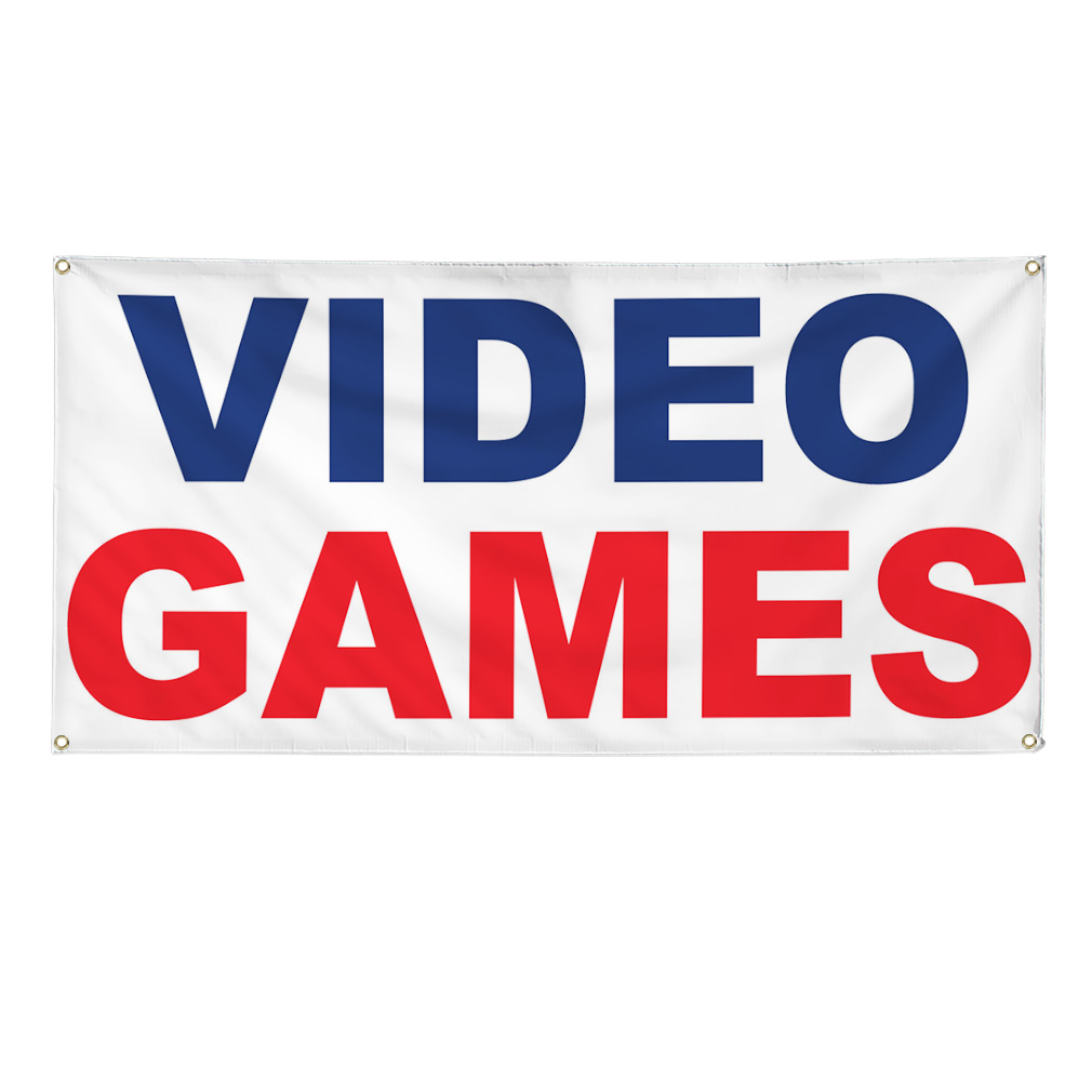 Vinyl Banner Multiple Sizes Video Games Blue Red Business Game Signs Outdoor