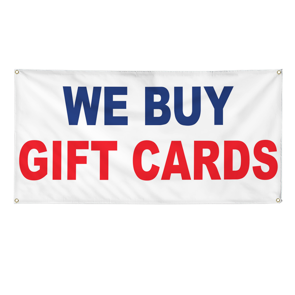 Vinyl Banner Multiple Sizes We Buy Gift Cards Blue Red Business Outdoor