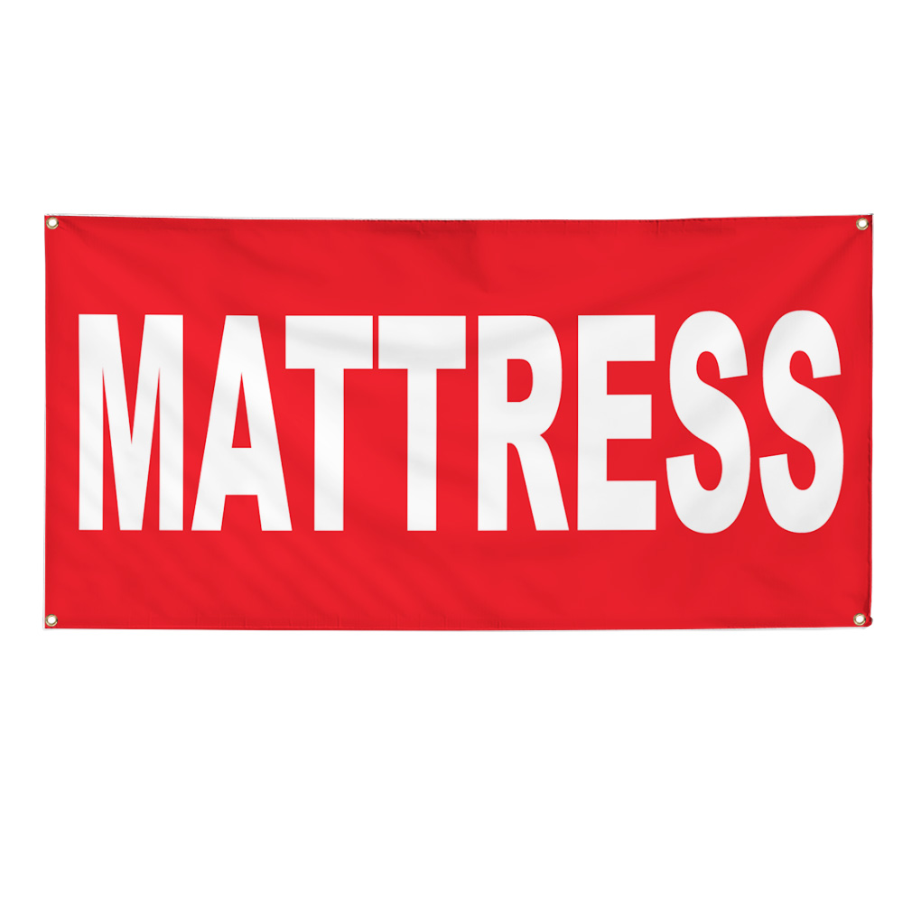 Vinyl Banner Multiple Sizes Mattress Red Background Retail Furniture Outdoor