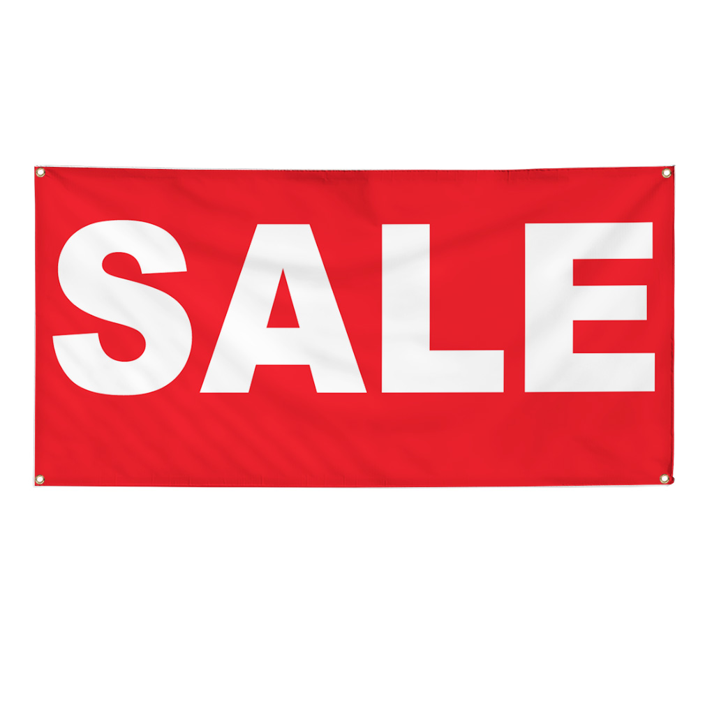 Vinyl Banner Multiple Sizes Sale Red Background Business Outdoor - Imagen 1 de 7