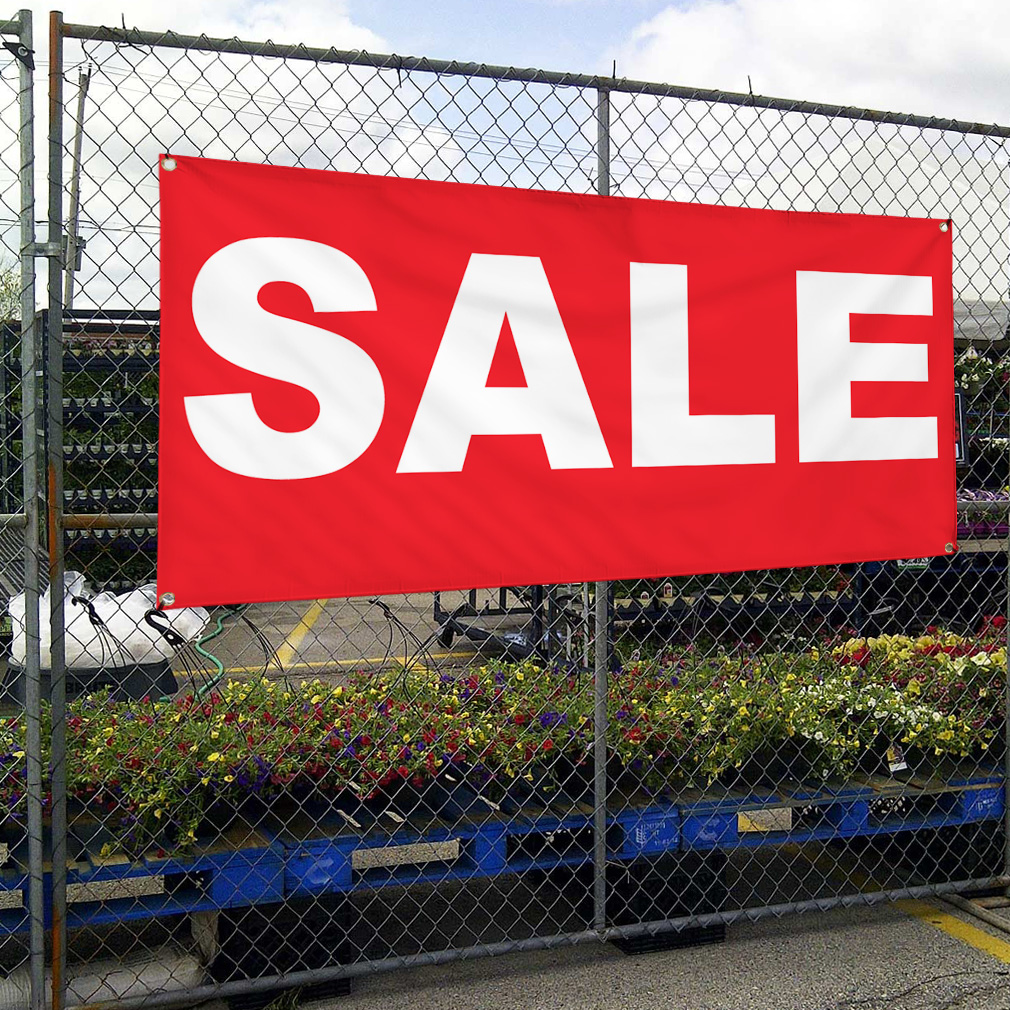 Vinyl Banner Multiple Sizes Sale Red Background Business Outdoor - Imagen 4 de 7