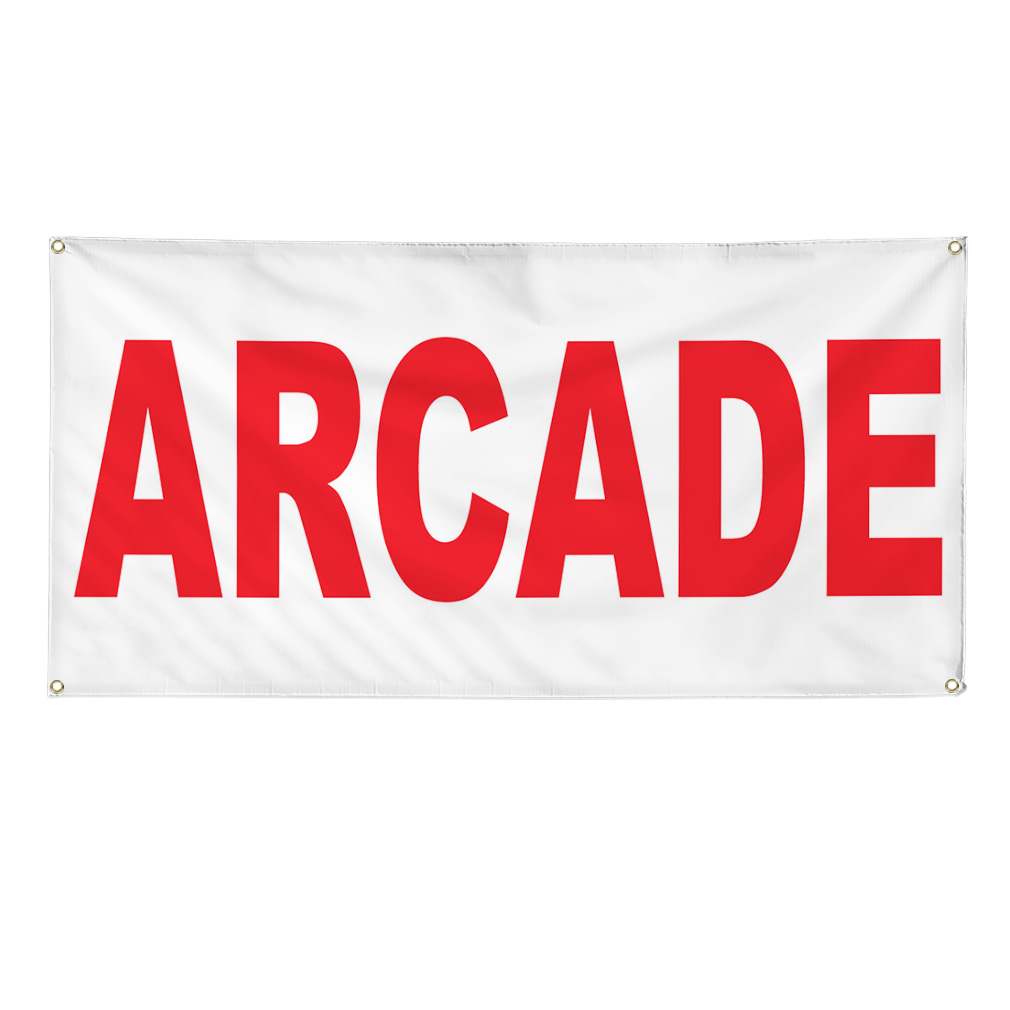 Vinyl Banner Multiple Sizes Arcade Red Weatherproof Industrial Yard Signs