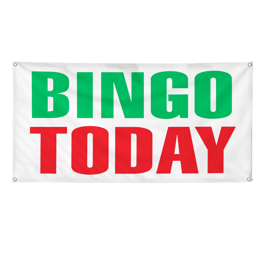 Vinyl Banner Multiple Sizes Bingo Today Green Red Business Fundraising Outdoor