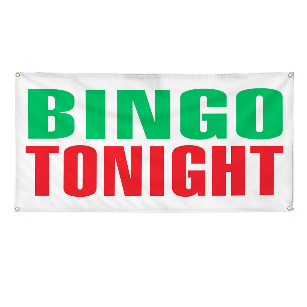 Vinyl Banner Multiple Sizes Bingo Tonight Green Red Business Fundraising Outdoor