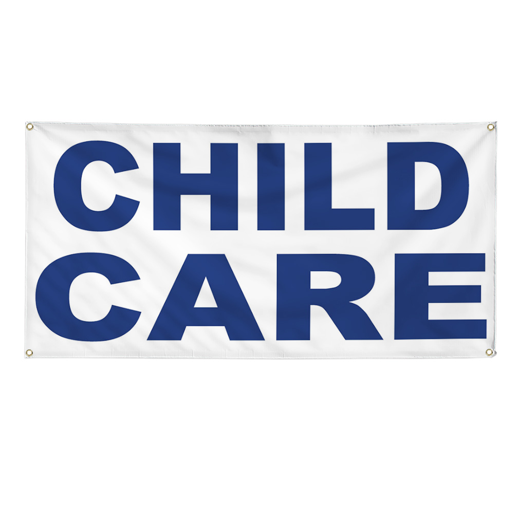 Vinyl Banner Multiple Sizes Child Care Dark Blue Education Day Care Outdoor