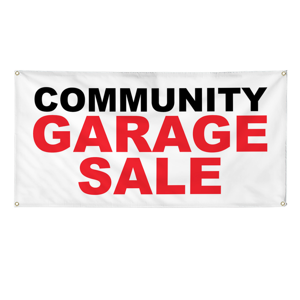 Vinyl Banner Multiple Sizes Community Garage Sale Black Red A Business Outdoor