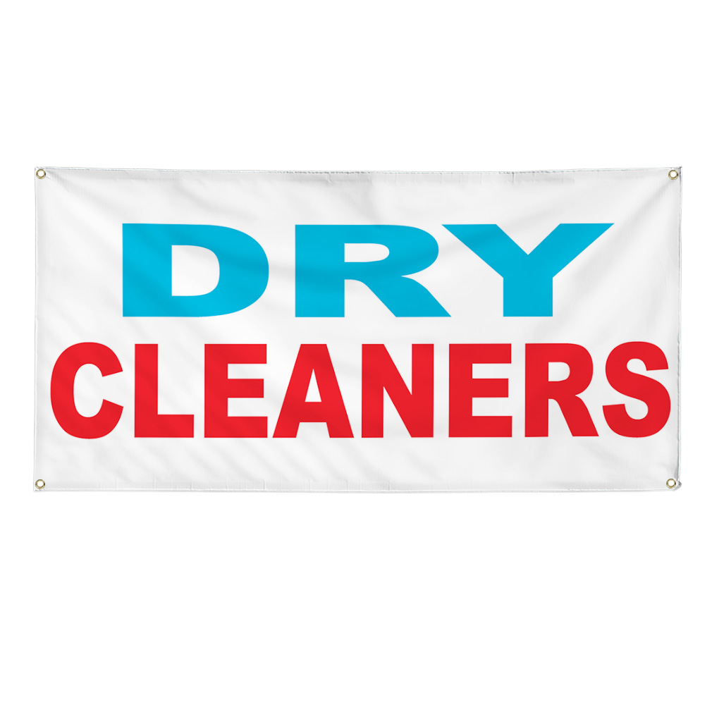 Vinyl Banner Multiple Sizes Dry Cleaners Blue Red A Business Outdoor