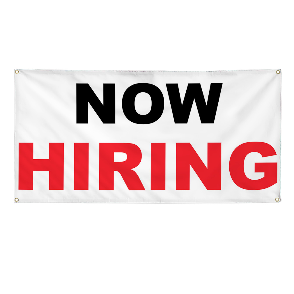 Vinyl Banner Multiple Sizes Now Hiring Black Red A Business Outdoor