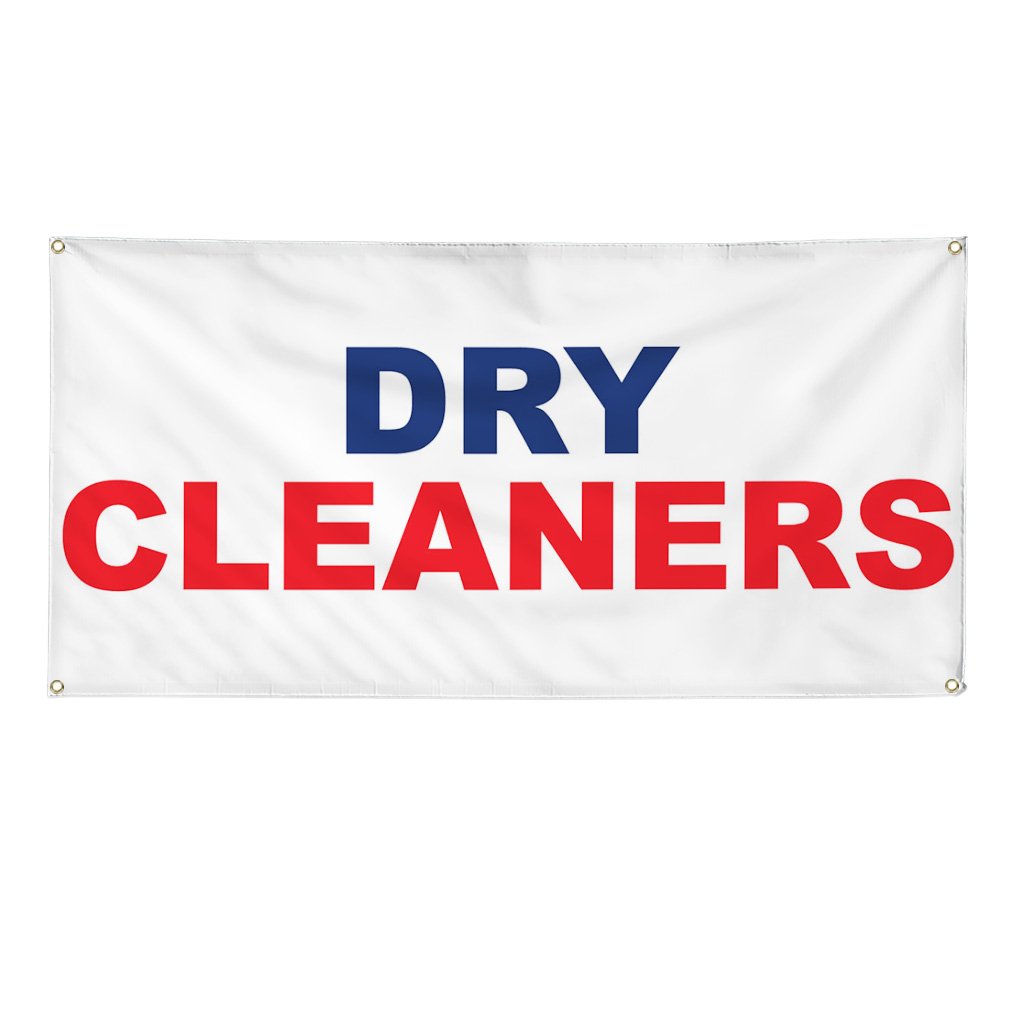 Vinyl Banner Multiple Sizes Dry Cleaners Blue Red B Business Outdoor