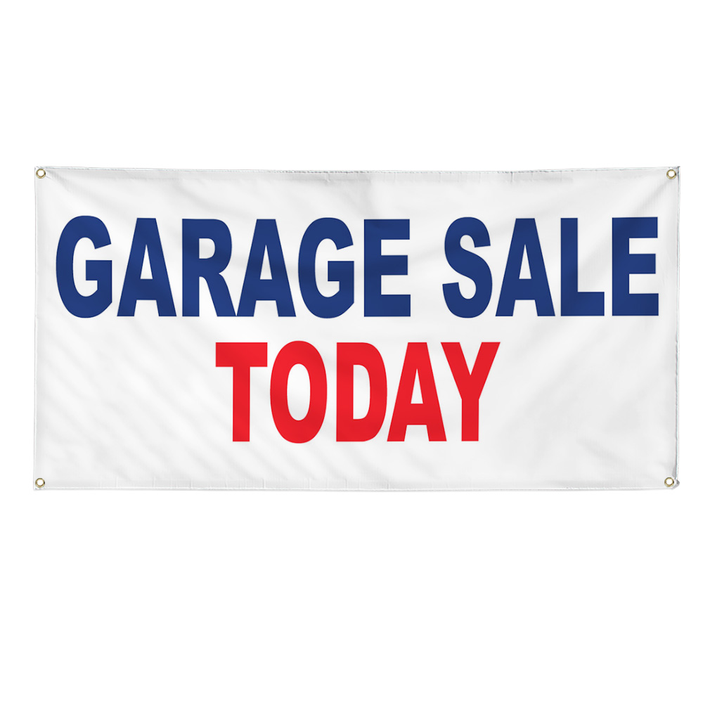 Vinyl Banner Multiple Sizes Garage Sale Today Blue Red Business Outdoor