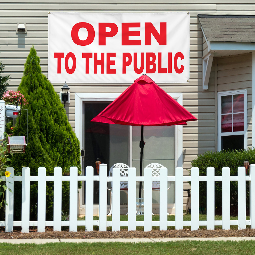 Vinyl Banner Multiple Sizes Open to The Public Red Business Now Open Outdoor - Picture 5 of 7