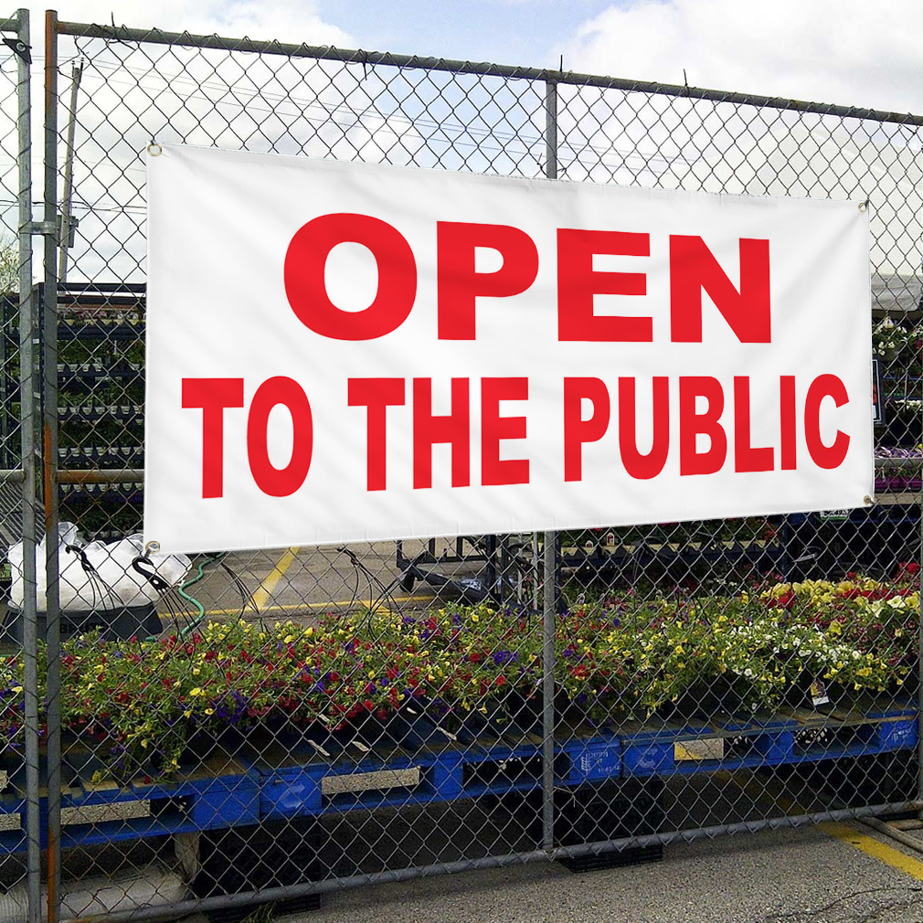 Vinyl Banner Multiple Sizes Open to The Public Red Business Now Open Outdoor - Picture 4 of 7