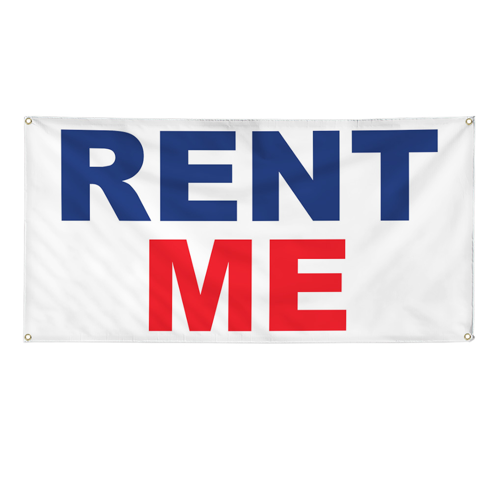 Vinyl Banner Multiple Sizes Rent Me Blue Red Weatherproof Industrial Yard Signs