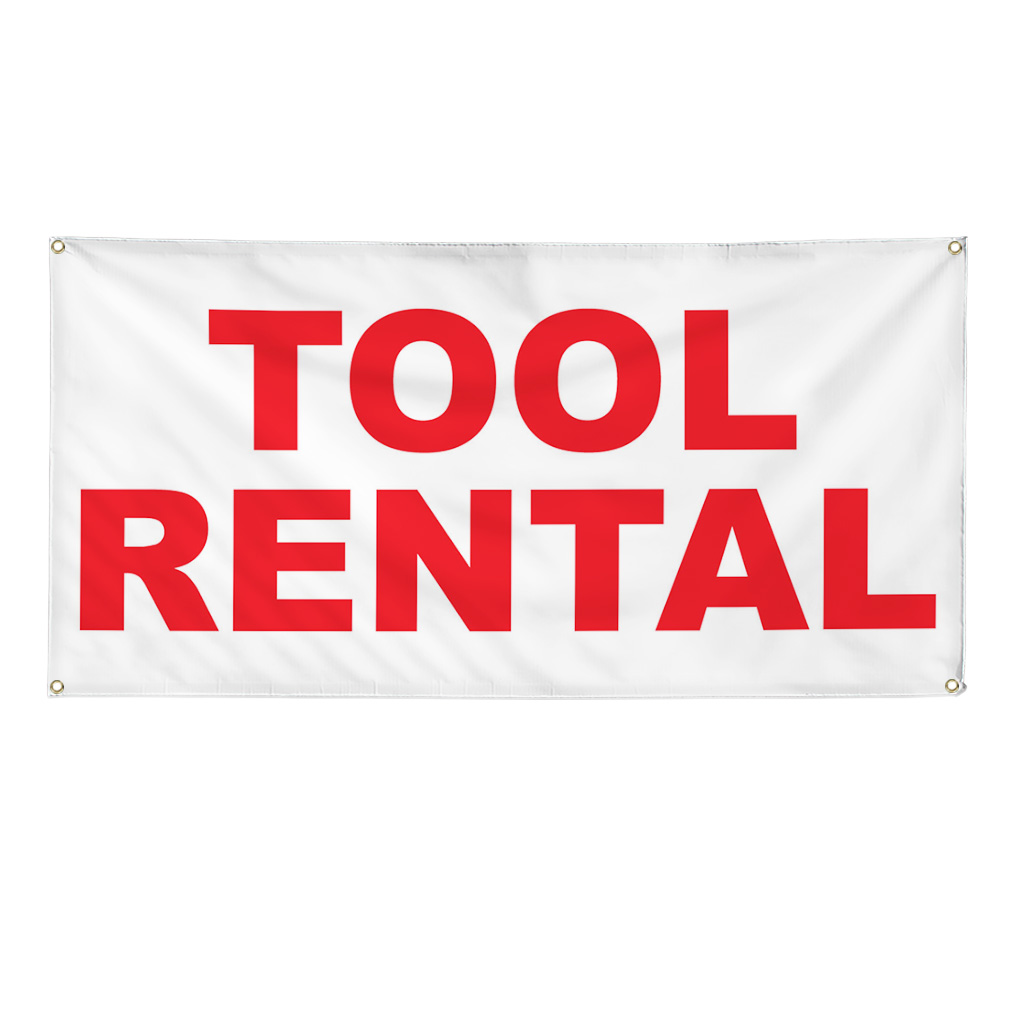 Vinyl Banner Multiple Sizes Tool Rental Red Weatherproof Industrial ...