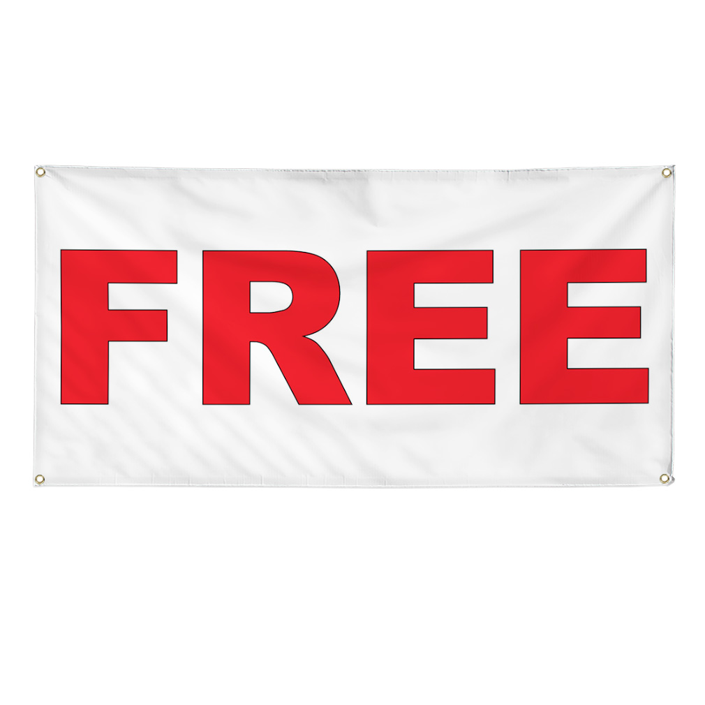 Vinyl Banner Multiple Sizes Free Red Business Weatherproof Industrial Yard Signs