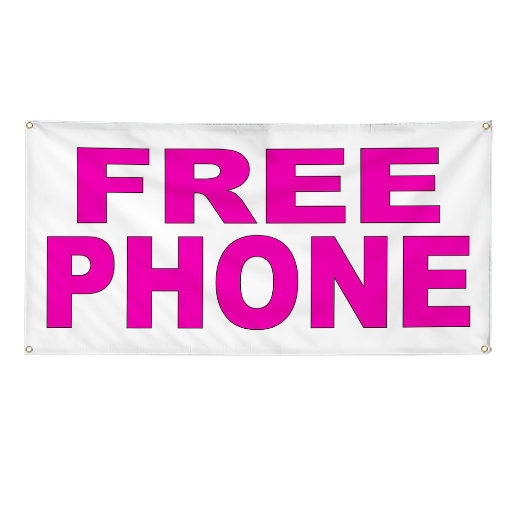 Vinyl Banner Multiple Sizes Free Phone Pink Weatherproof Industrial Yard Signs