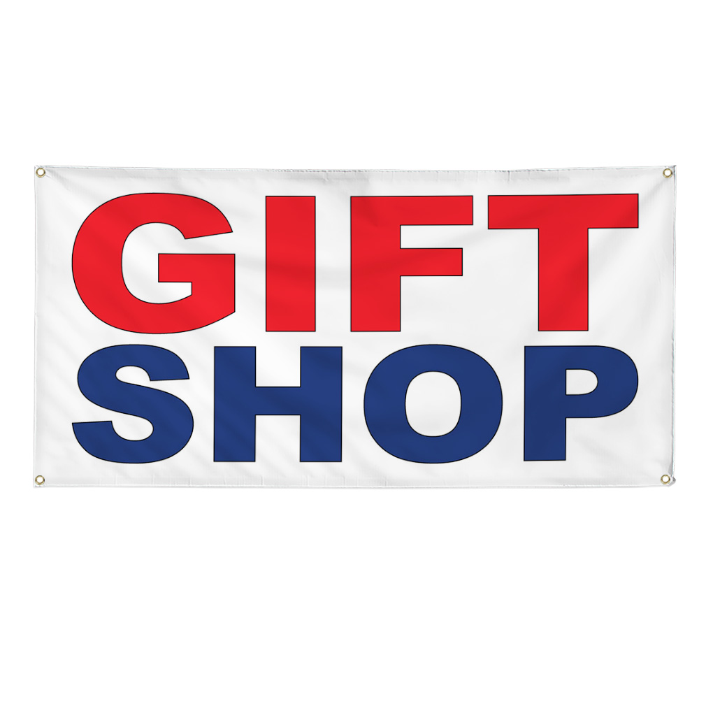 Vinyl Banner Multiple Sizes Gift Shop Red Blue Business Gift Shop Signs Outdoor