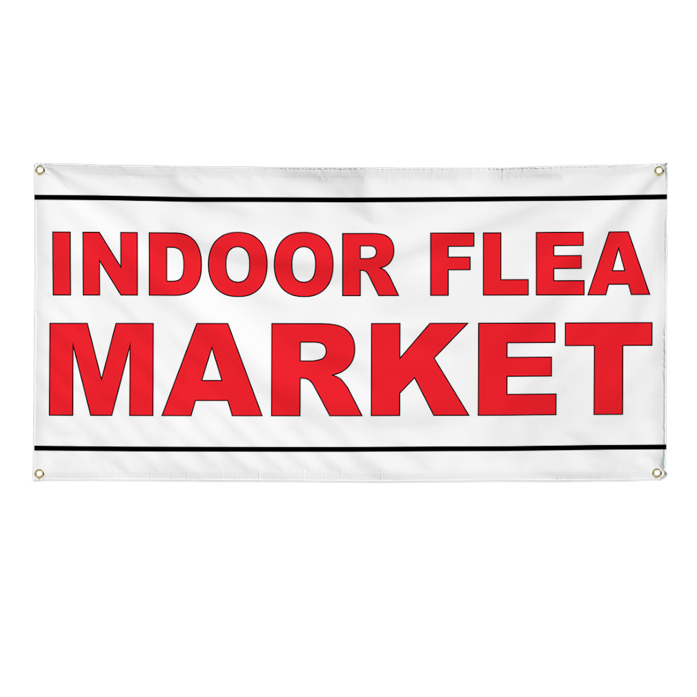 Vinyl Banner Multiple Sizes Indoor Flea Market Red Business Flea Market Outdoor