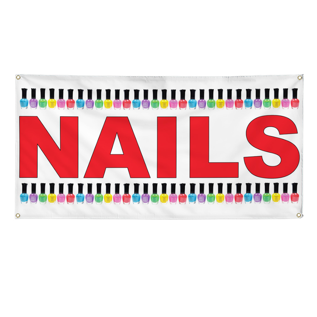 Vinyl Banner Multiple Sizes Nails Red C Weatherproof Industrial Yard Signs