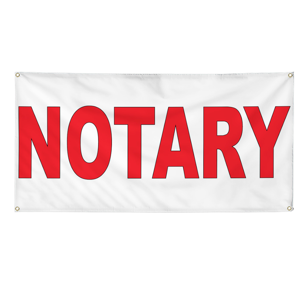 Vinyl Banner Multiple Sizes Notary Red Weatherproof Industrial Yard Signs