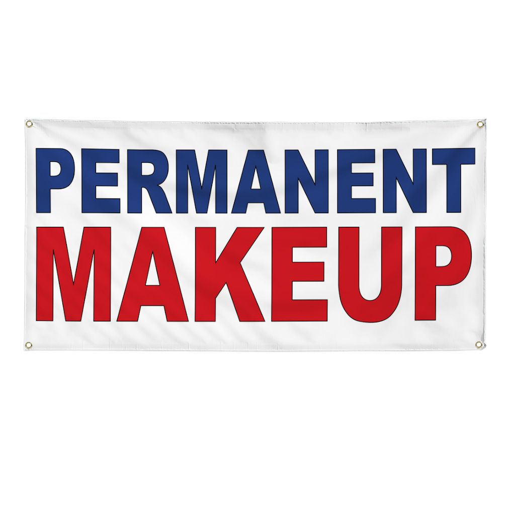 Vinyl Banner Multiple Sizes Permanent Makeup Blue Red Business Outdoor
