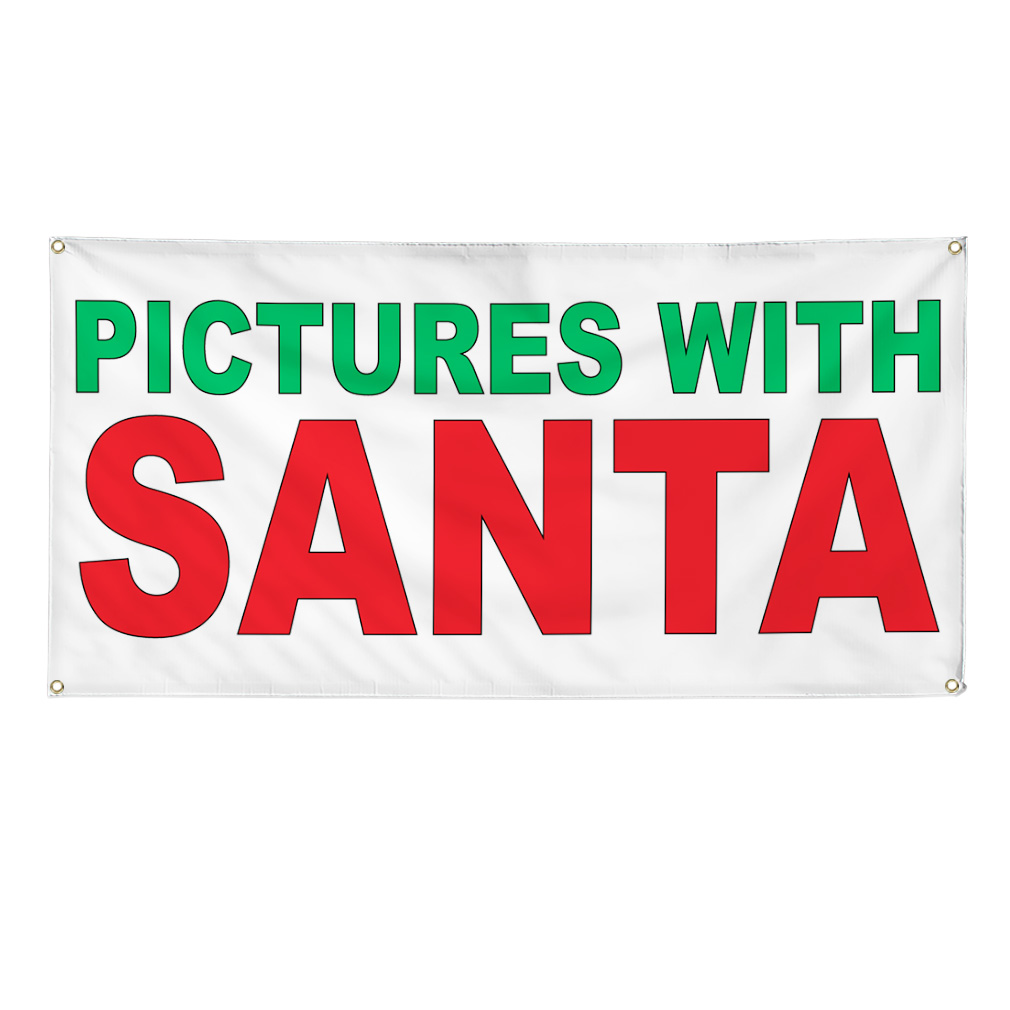 Vinyl Banner Multiple Sizes Pictures with Santa Green Red Holidays and Occasions