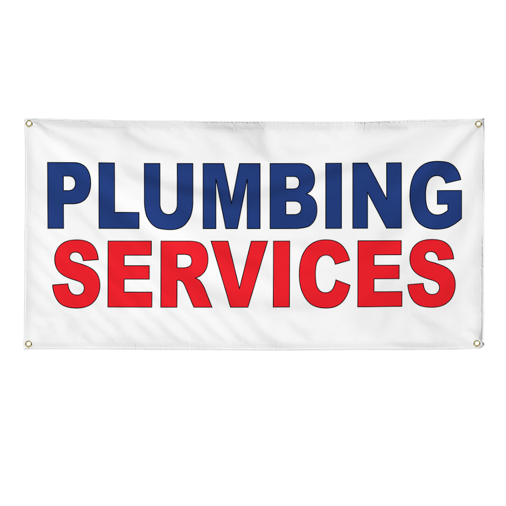 Vinyl Banner Multiple Sizes Plumbing Services Blue Red Business Plumbing Outdoor