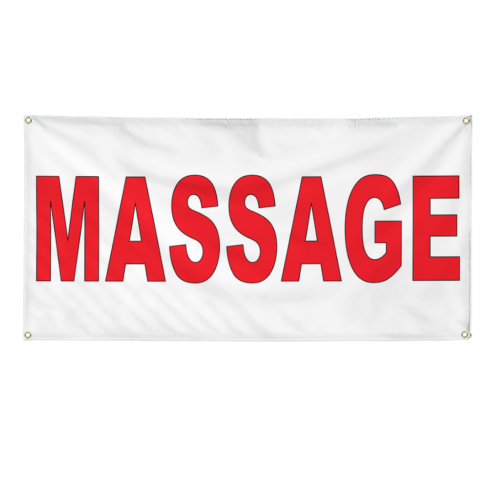 Vinyl Banner Multiple Sizes Massage Red B Weatherproof Industrial Yard Signs