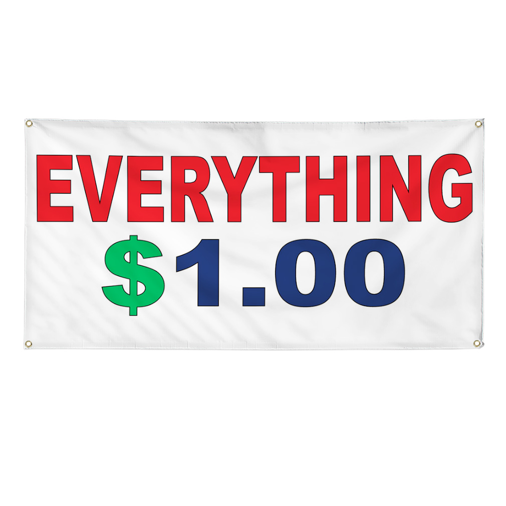 Vinyl Banner Multiple Sizes Everything $1.00 Red Blue Business Outdoor