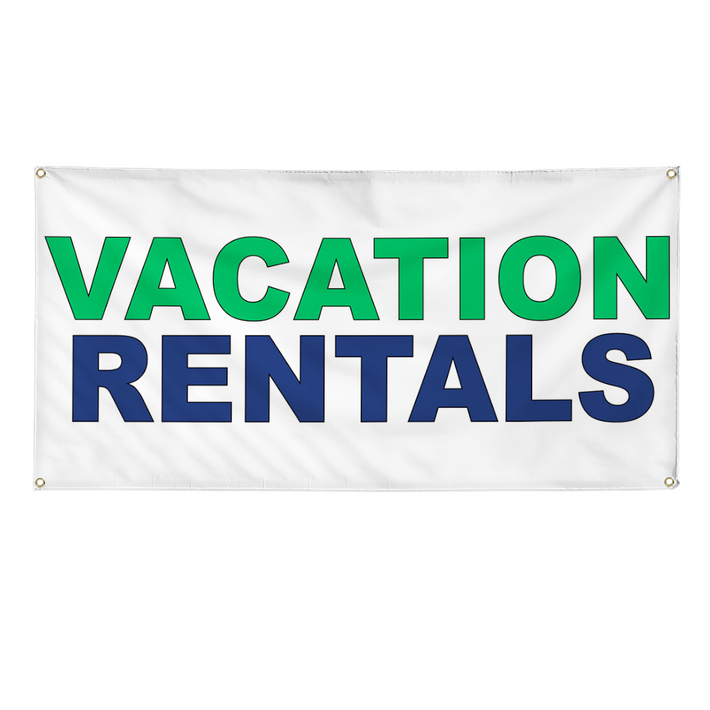Vinyl Banner Multiple Sizes Vacation Rental Green Blue Business Rentals Outdoor