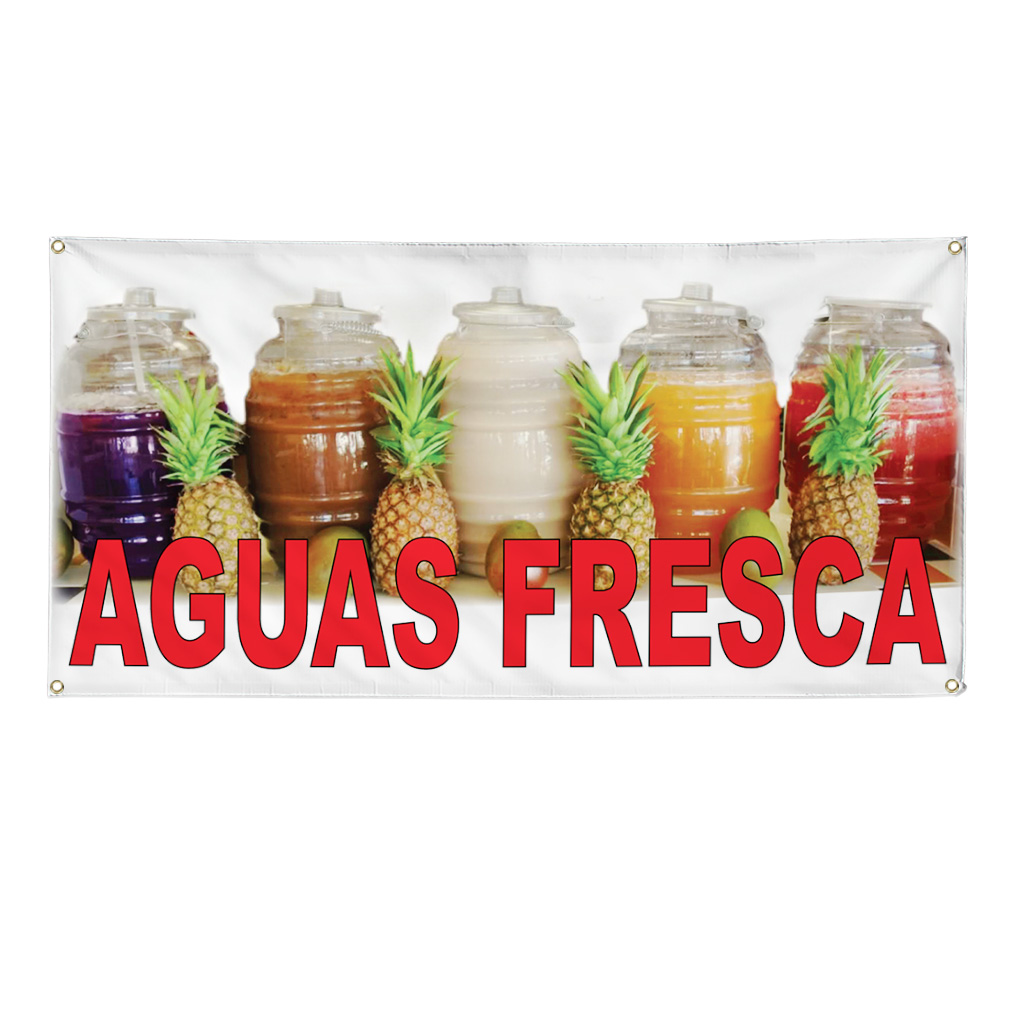 Vinyl Banner Multiple Sizes Aguas Fresca Red Food Bar Restaurant Food Truck