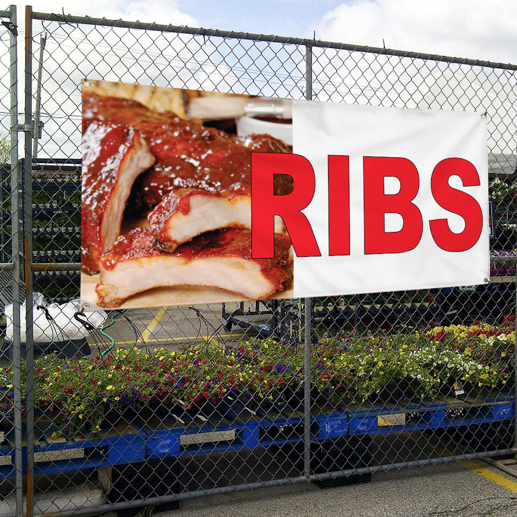 Vinyl Banner Multiple Sizes Ribs Red Food Bar Restaurant Food Truck Bbq ...